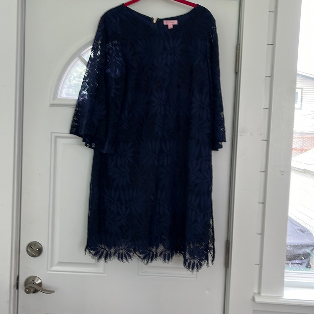 Lilly Pulitzer size 14 blue lace romper.  Bell 3/4 sleeves.  Excellent condition